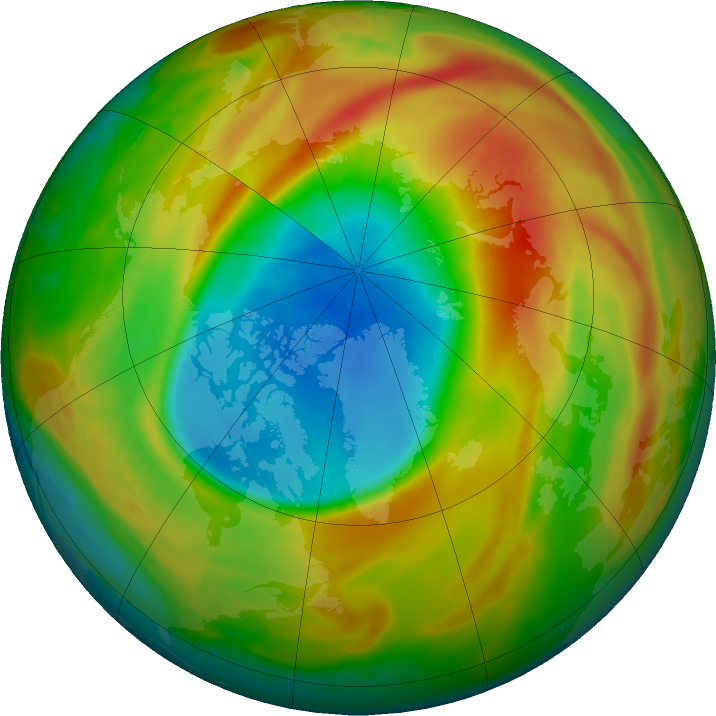 Arctic ozone map for 25 March 2020
